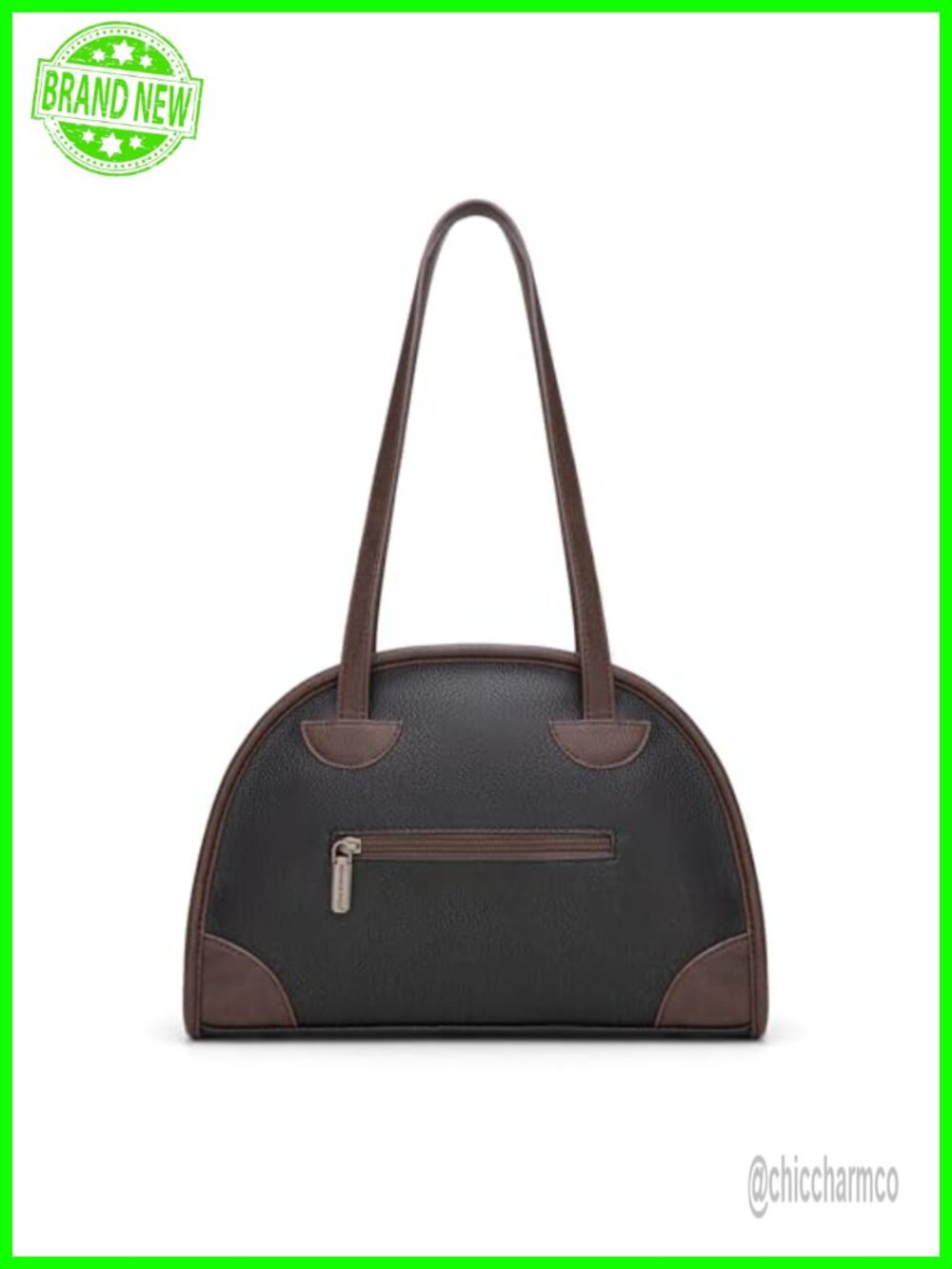Vegan Leather Retro Bowling Handbag Top Handle Satchel Everyday Purse